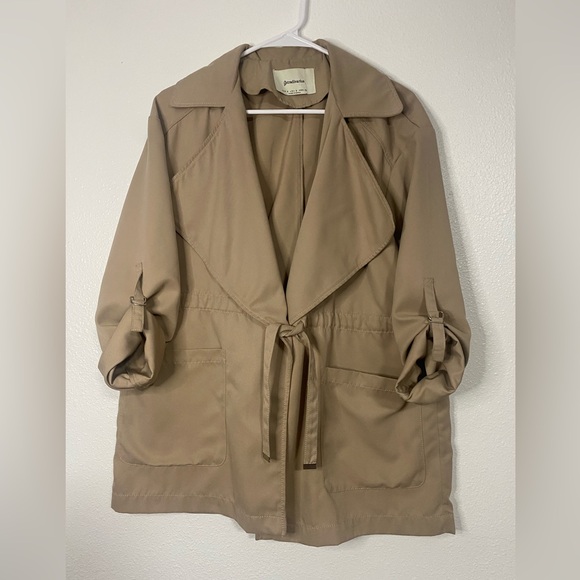 Stradivarius Olive Trench Coat Size S - Picture 7 of 16